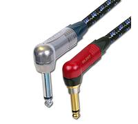 Neutrik SILENT Guitar Jack to Jack Lead. Vintage Cable. Angled 1m 3m 6m 5m 10m (4m, Black & Blue)