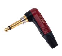 Neutrik NP2RX-AU-SILENT 6.35mm Mono Metal Right Angled Jack Plug, Red/Gold