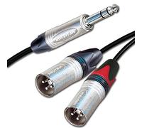 Neutrik Stereo Jack to 2 x Neutrik Male XLRs, Sommer ONYX 2025 Black Cable. Unbalanced Insert/Splitter Lead (3m, Black)