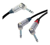 Neutrik Stereo Jack to 2 x Neutrik Mono Jacks, Sommer ONYX 2025 Black Cable. Unbalanced Insert/Splitter Lead (25cm, Black)