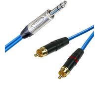 Neutrik Stereo Jack to 2 x Rean RCA's, Phonos, Sommer ONYX 2025 Black Cable. Unbalanced Insert/Splitter Lead (3m, Blue)