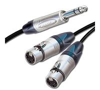 Neutrik TRS Jack Split to 2x Dual Female XLR Leads. Balanced Duplicator Cable (25m)