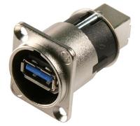 Neutrik - Usb 3.0 A To B Reversible Socket To Socket Panel Mount Feedthrough Adaptor, Metal D-Shape Housing