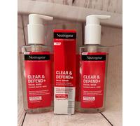 Neutrogena Clear and Defend+ Daily Bundle, 2 x Facial Wash & 1 x Daily Serum