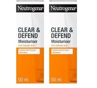 Neutrogena Clear and Defend Moisturiser (2x 50ml), Oil-Free Daily Face Cream for Spot-Prone Skin, with Purifying 0.5% Salicylic Acid to Help Prevent Breakouts for Smoother, Softer & Clearer Skin