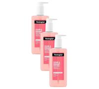 Neutrogena Clear & Radiant Facial Wash (3x 200ml), Clarifying Face Wash for Normal Skin Types, Brightening Cleanser with Vitamin C and Pink Grapefruit for Clearer, Radiant Complexion