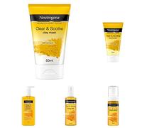 Neutrogena Clear & Soothe 5-Step Skincare Bundle Set | With Tumeric | For Spot-Prone Skin | Make-Up Remover, Mask, Cleanser, Moisturiser, Mist