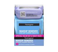 Neutrogena Day & Night Wipes Makeup Remover Face Cleansing Towelettes & Night Calming Facial Cloths 100% Plant Based Fibers Wipe Away Dirt Alc