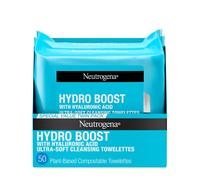 Neutrogena HydroBoost Facial Cleansing & Makeup Remover Wipes with Hyaluronic Acid, Hydrating Pre-Moistened Face Towelettes to Cleanse &Remove Dirt, Makeup & Impurities, Twin Pack, 25 ct