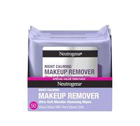 Neutrogena Makeup Remover Night Calming Cleansing Towelettes, Disposable Nighttime Face Wipes to Remove Dirt, Oil & Makeup, 25 ct, Twin Pack