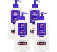 Neutrogena Norwegian Formula Deep Moisture Fast-Absorbing Body Lotion (4x 400ml), Non-Greasy Body Moisturiser for Dry Skin with 10% Glycerine and Pro-Ceramide Technology, 72-Hour Moisturisation