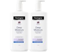Neutrogena Norwegian Formula Deep Moisture Hypoallergenic Body Lotion (2x 400ml), Fragrance-Free Hypoallergenic Body Moisturiser for Sensitive and Dry Skin, Provides 48-Hour Moisturisation