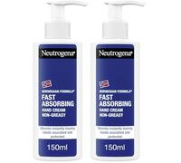 Neutrogena Norwegian Formula Fast-Absorbing Hand Cream (2x 150ml), Lightweight and Non-Greasy for Dry Hands, Nourishing Formula to Support Softer Skin, Suitable for Sensitive Skin