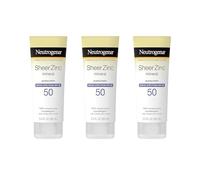 Neutrogena Sheer Zinc Oxide Dry-Touch Mineral Sunscreen Lotion, Broad Spectrum SPF 50 UVA/UVB Protection, Water-Resistant, Hypoallergenic and Non-Greasy, Paraben-Free, Pack of 3