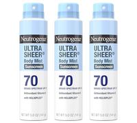Neutrogena Ultra Sheer Body Mist Sunscreen Spray Broad Spectrum SPF 70, Lightweight, Non-Greasy & Water Resistant, Oil-Free & Non-Comedogenic UVA/UVB Sunscreen Mist, 5 oz (Pack of 3)