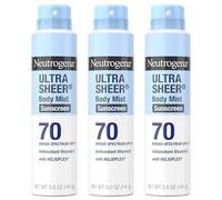 Neutrogena Ultra Sheer Body Mist Sunscreen Spray Broad Spectrum SPF 70, Lightweight, Non-Greasy & Water Resistant, Oil-Free & Non-Comedogenic UVA/UVB Sunscreen Mist, 5 oz (Pack of 3)