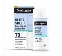 Neutrogena Ultra Sheer Face Liquid Mineral Sunscreen Lightweight Broad Spectrum SPF 70 Facial Sunscreen for Sensitive Skin Leaves a Silky Non-