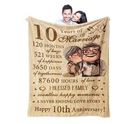 Neuturs 10 Year Anniversary Wedding Gifts for Him Her Wife Couple, 10th Anniversary Tin Gifts for Him, Blanket Gifts for 10th Anniversary,10 Years Anniversary Decorations Blanket 60"X 50"