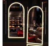 NEUWEABY Arched 165x60cm Full Body Mirror with Light, LED Floor Mirror, Wall Mounted Dimming & 3 Color Lighting for Bedroom, White