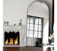 NEUWEABY Arched Floor Mirror 198x96cm Arch Full Length Mirror with Stand Black Large Wall Full Body Mirror Standing Hanging or Leaning Against Wall for Bedroom Entry, Living Room