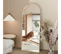 NEUWEABY Full Length Mirror, 162x53cm Arch Floor Mirror with Stand, Gold Arched Full Body Standing or Leaning for Bedroom, Living Room