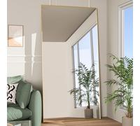 NEUWEABY Full Length Mirror 193x86 cm Floor Mirror Large gold Body Mirrors Rectangle for Bedroom Living Room Standing Hanging or Leaning Against Wall Aluminum Alloy Frame