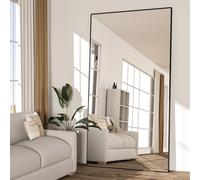 NEUWEABY Full Length Mirror 198x96cm Black Floor Mirror with Stand Large Full Body Rectangle for Bedroom Aluminum Alloy Thin Frame Standing Hanging or Leaning Against Wall
