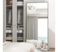 NEUWEABY Full Length Mirror 65"x24" Floor Mirror with Stand Large Mirror Full Body Rectangle for Bedroom Aluminum Alloy Thin Frame Standing Hanging or Leaning Against Wall Black