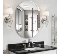 NEUWEABY Oval Bathroom Mirror Capsule Wall Vanity Mirror, 60x90cm Pill Mirrors Wall Mounted Mirror, Large Modern Mirror with Silver Metal Frame, Decor for Entryway, Bedroom, Living Room