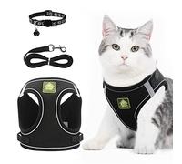 NeuWee Cat Collars Harnesses and Lead Set, Escape Proof Cat Vest with Reflective Stripe and Leash Set, Breathable Jacket for Puppy Dogs Kitten Cats Walking (Black, XS)