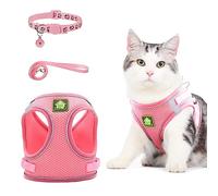 NeuWee Cat Harness and Lead Set, Escape Proof Kitten Walking Vest with Leash and Collars, Breathable Jacket with Reflective Stripe and Leash Set for Puppy Dogs Kitten Cats Walking (Pink, M)
