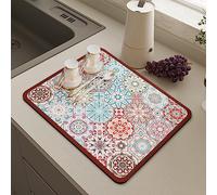 NeuWee Dish Drying Mat, Super Absorbent Microfiber Draining Mat, Anti-Slip Sink Drainer for Kitchen Counter, Quick Dry Spill Mat - 40 x 50 CM, Pink