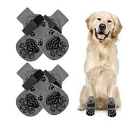 NeuWook Anti Slip Dog Socks 2 Pairs, Dog Grip Socks with Straps Traction Control for Indoor on Hardwood Floor Wear, Pet Paw Protector for Small Medium Large Dogs (L, Black and gray)