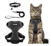 NeuWook Cat Harness and Lead Set, Escape Proof Cat Kitten Walking Vest with Leash, Adjustable Reflective No Pull Soft Mesh Padded Vest Harnesses for Small Dogs Cats (Black, S)