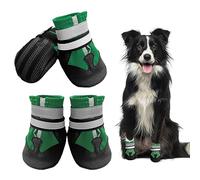 NeuWook Dog Boots, 4pcs Waterproof Dog Boots, Non-Slip Dog Shoes with Reflective Safety for Small Medium and Large Dogs (S, Green)