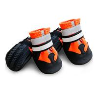 NeuWook Waterproof Dog Boots - Non-Slip, Wear-Resistant Protective Boots with Reflective Straps for Small to Large Dogs - Set of 4 - Outdoor (S, Orange)
