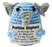 NEUYEE Mini Cute Positive Crochet Elephant Gifts Handmade Animals Gifts Emotional Inspirational Support Gift for Women Men Friends