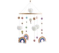 Neuytiky Mobile Baby, Rainbow Baby Bed Wooden Wind Chimes with Ball, Mobile Changing Table, Pendant Baby Room Decoration, Bed Bell Pendant, Newborn Gift for Boys Girls (Orange)