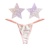 Neva Nude Princess Bride White Baby Pink Magic Sequin Flip Nauhgty Knix G String Pasties and Pantie Set