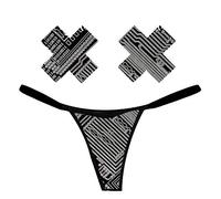 Neva Nude Reflective Geometic Madness Naughty Knix G String Panties and Matching Nipztix Pasties Set