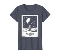Nevada 1969 Astronaut Moon Landing Area 51 Distressed T-Shirt, Women, Heather Blue, Small