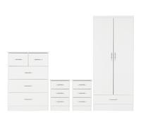 Nevada 2 Door 1 Drawer Wardrobe Bedroom Furniture Set - White Gloss