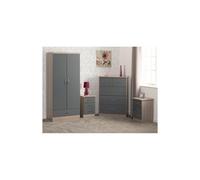 Seconique Nevada 2 Door 1 Drawer Wardrobe Bedroom Set - Grey Gloss/Light Oak Effect Veneer, Grey