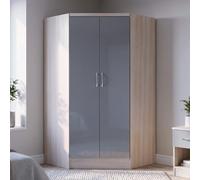 Seconique Nevada 2 Door Corner Wardrobe In Grey Gloss And Oak Effect Finish