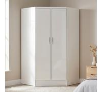 Nevada 2 Door Corner White Gloss Finish Wardrobe Bedroom Storage Furniture