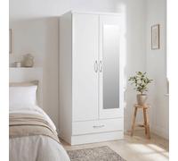 Nevada 2 Door 1 Drawer Modern Mirrored Wardrobe Bedroom Clothes Gloss Or Painted