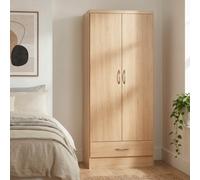 Nevada 2 Door Wardrobe with Drawer Sonoma Oak Bedroom Storage Cabinet