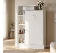 Nevada 2 Door Wardrobe with Open Shelves White Gloss Bedroom Storage Cabinet