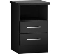 Seconique Nevada 2 Drawer Bedside - Black Gloss, Black