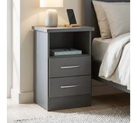 Seconique Bedside Nevada 2 Drawer 3D Effect Grey